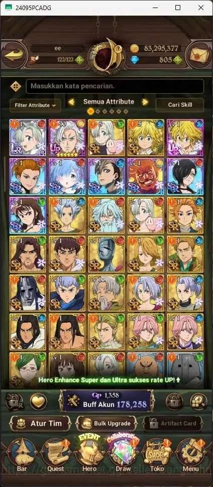 The Seven Deadly Sins: Grand Cross Accounts Endgame Global | 178,258k CC |1 LR|1 UR|LR Elizabeth 1/6|UR Demon King Meliodas 4