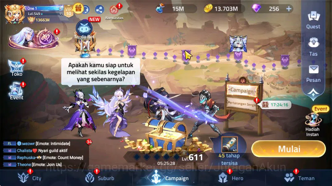 Mobile Legends: Adventure Accounts VIP10|Server 70xxx|Lvl 546|13663M Power|14Epic+53E image 1