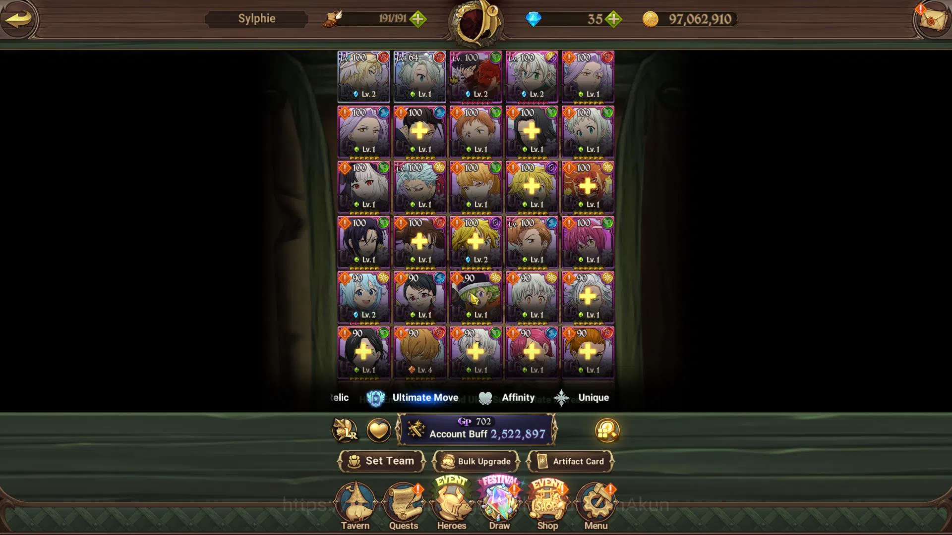 The Seven Deadly Sins: Grand Cross Accounts Midgame Global|2,5M CC|2 LR+9 UR+Collab 4
