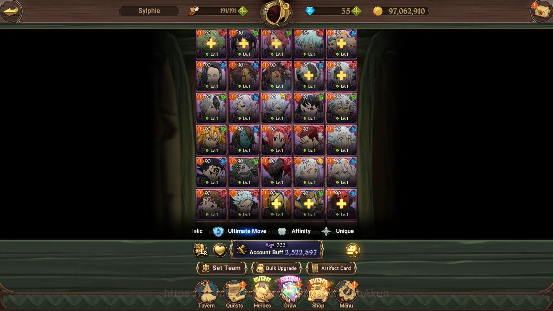 The Seven Deadly Sins: Grand Cross Accounts Midgame Global|2,5M CC|2 LR+9 UR+Collab 5