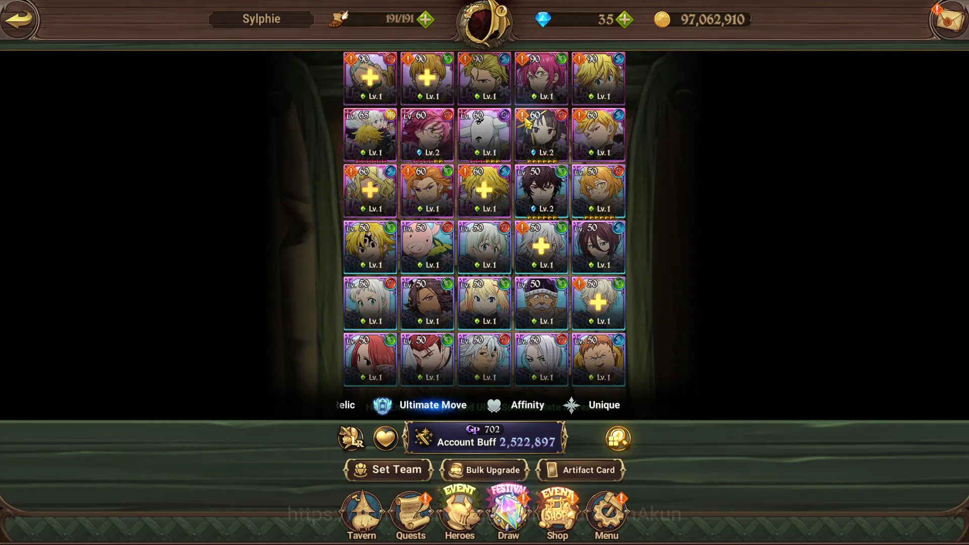 The Seven Deadly Sins: Grand Cross Accounts Midgame Global|2,5M CC|2 LR+9 UR+Collab 6