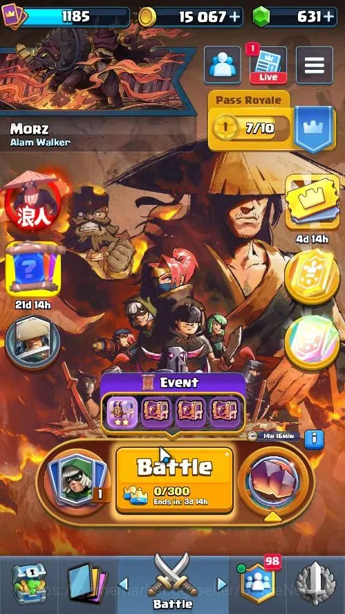 Clash Royale Accounts High-End Lv 1185|Trophy 6305|KTL 11|Card 114|4 Hero 4 EVO 6 Champ 16 Legend 27 Epic 30 Rare 35 Common 1