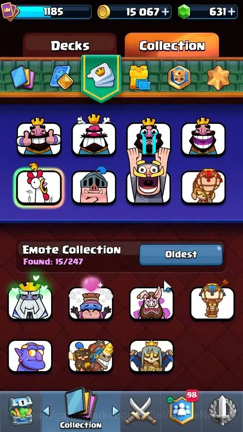 Clash Royale Accounts High-End Lv 1185|Trophy 6305|KTL 11|Card 114|4 Hero 4 EVO 6 Champ 16 Legend 27 Epic 30 Rare 35 Common 11
