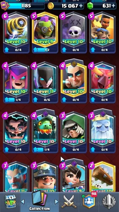 Clash Royale Accounts High-End Lv 1185|Trophy 6305|KTL 11|Card 114|4 Hero 4 EVO 6 Champ 16 Legend 27 Epic 30 Rare 35 Common 19