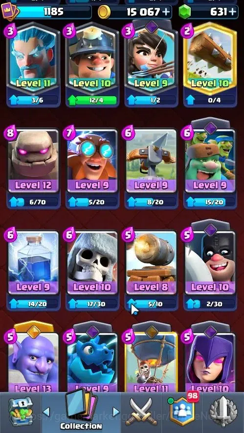 Clash Royale Accounts High-End Lv 1185|Trophy 6305|KTL 11|Card 114|4 Hero 4 EVO 6 Champ 16 Legend 27 Epic 30 Rare 35 Common 20