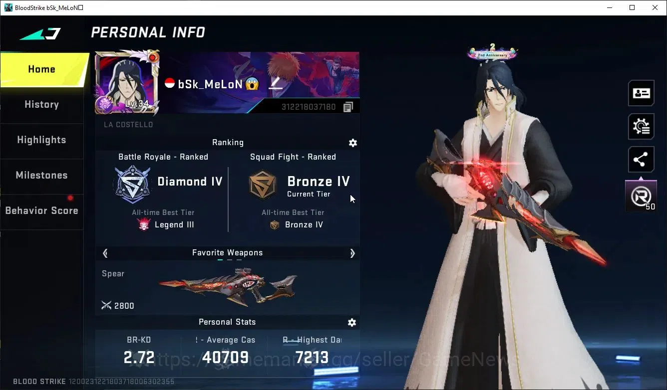 Blood Strike Accounts ASIA|ETERNAL Lv2[Spear-Relic]+COLLABS 7DS AK47,QBZ image 2