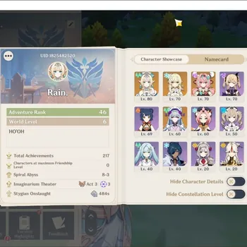 Genshin Impact Accounts Reroll ASIA|AR 46|2 Limited+1(*5 Char)(Vesna,Veressa)+Mizuki|Fimale MC|TakeMail(GI1933Z)