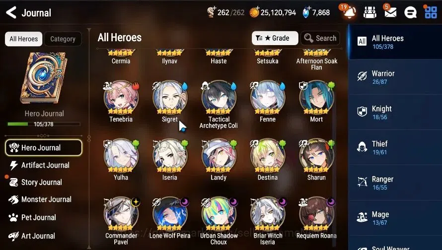 Epic Seven Accounts GLOBAL|UnVerif|5 ML(LW Peira,US Choux,CPavel,RRoan image 6