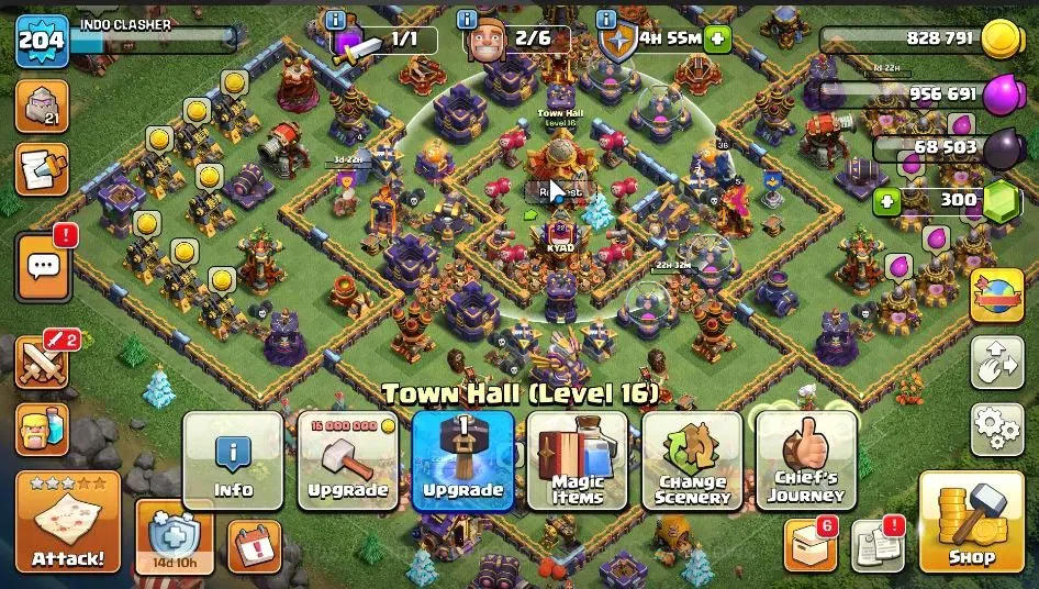 Clash of Clans Accounts Lv 204|TH 16|LV 204|Limited Skin|HH 10|BK 75,AQ 86 image 1