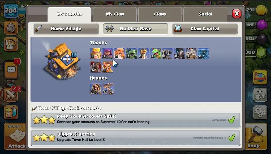 Clash of Clans Accounts Lv 204|TH 16|LV 204|Limited Skin|HH 10|BK 75,AQ 86 image 6