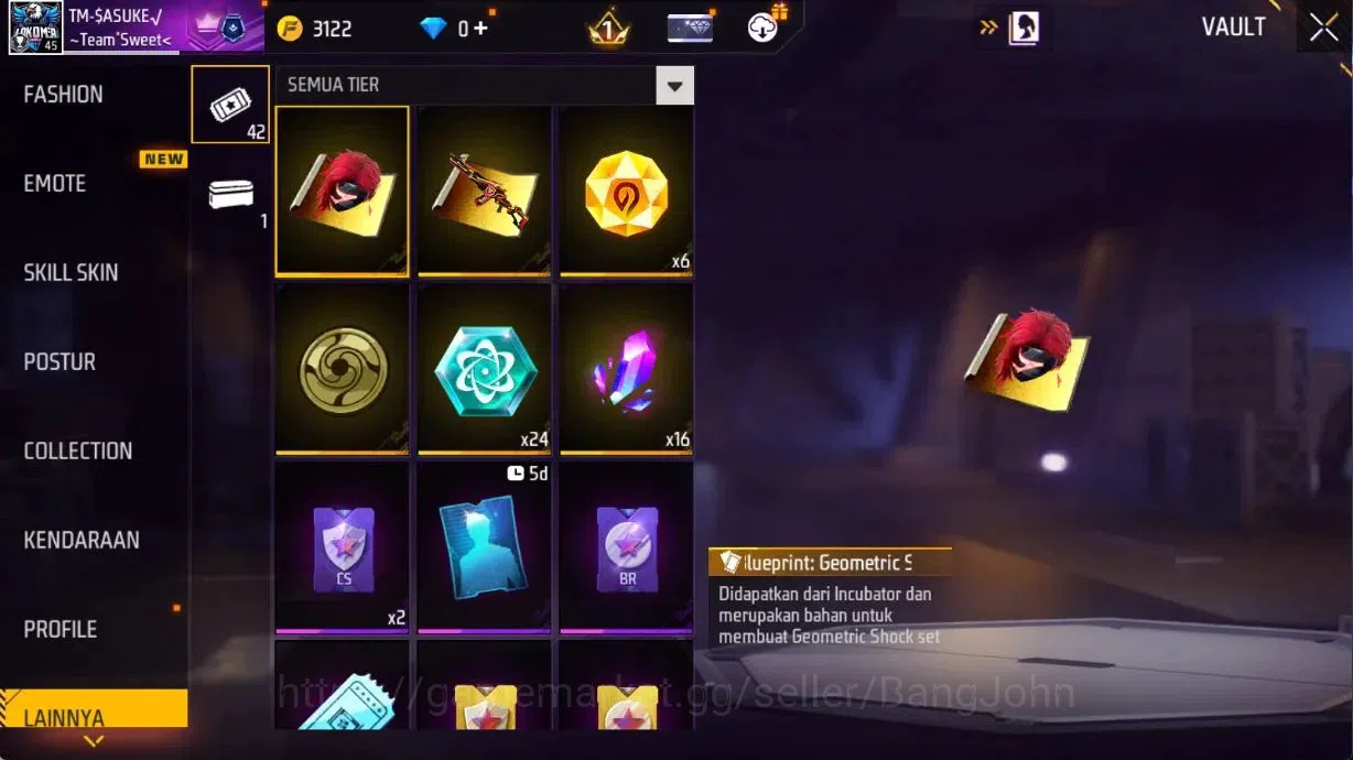 Free Fire Accounts Indonesia | M1887 Sterling Conqueror Evo Lv.2, Vau image 14