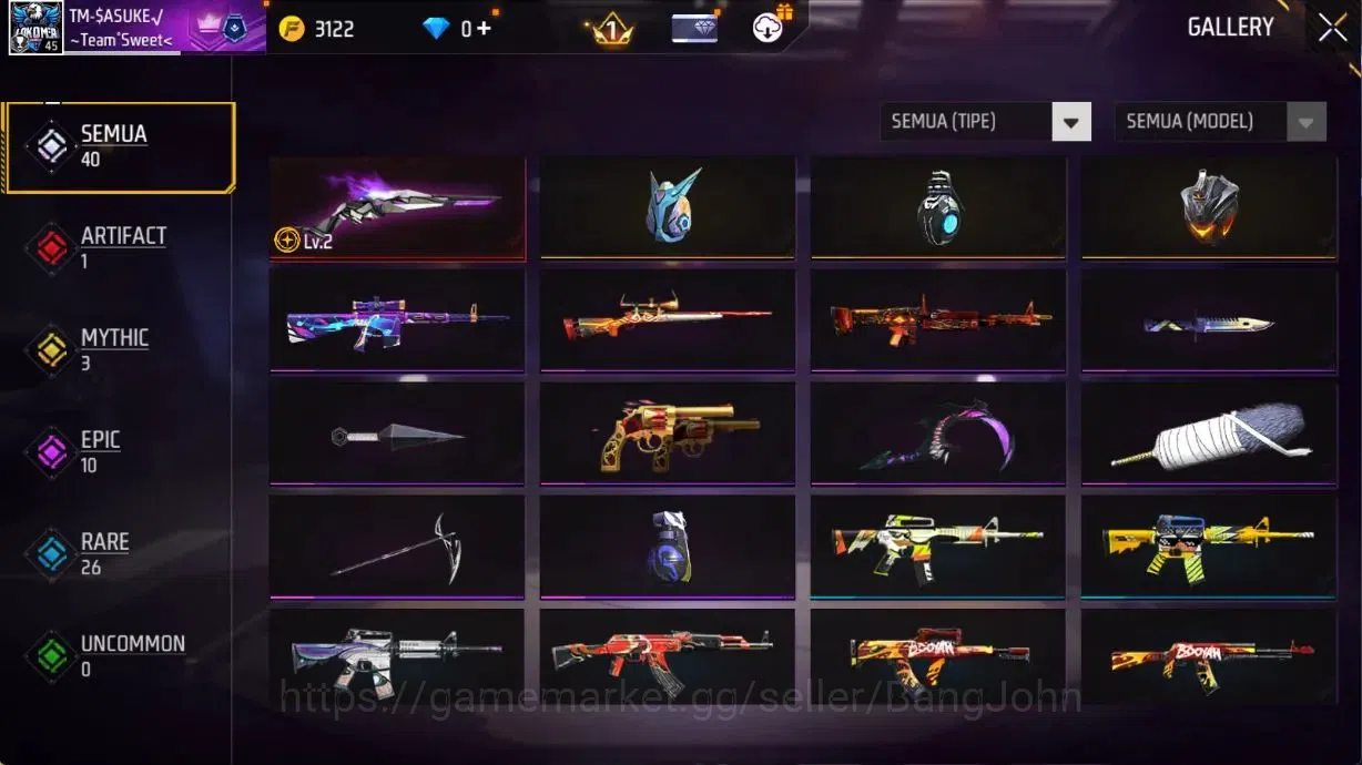 Free Fire Accounts Indonesia | M1887 Sterling Conqueror Evo Lv.2, Vau image 2