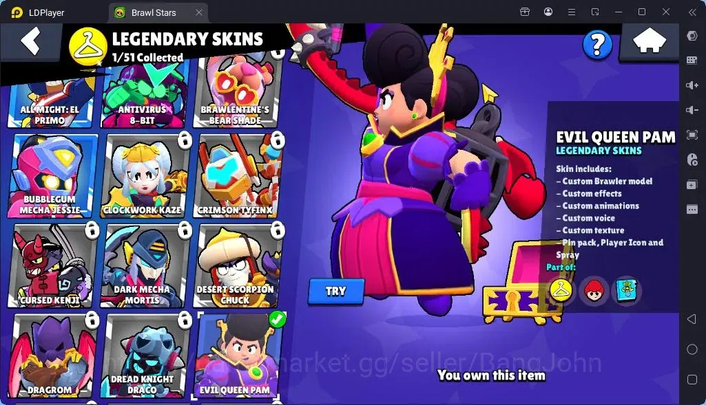 Brawl Stars Accounts Global |Trophy 1556 | Brawler 25| Skins 1 Legendary, 1 Mythic,3 Epic|Bling 7661|Protect Off|Check SS 9