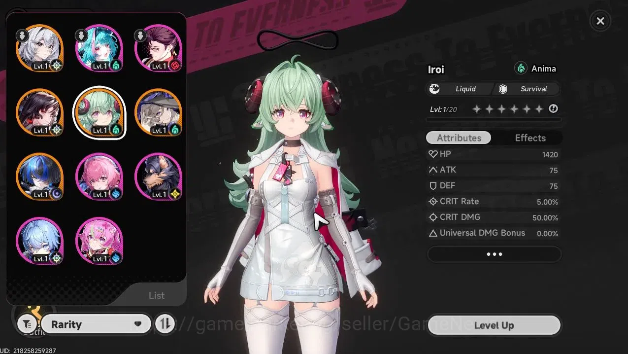 Neverness to Everness Accounts America|HL 3|5 SSR 2 Limited (Iroi,Hotori)+Daffodil,JiuYuan|2 Selector ON|Chuppa 1