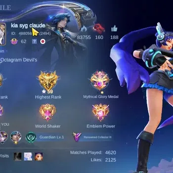 Mobile Legends: Bang Bang Accounts Collector Hero 118|Skin 265|Higest Glory 59|558 Dm|Roger