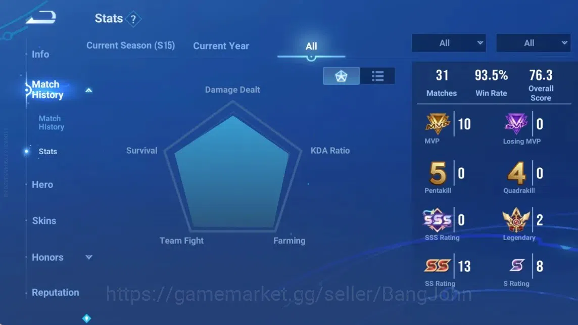 Honor of Kings Accounts Rare Skin Global|47H 42S|Legend Angela [Scorchette]|Epic [Sima Yi,Arthur,Mulan,Kongming]|Many Rare 3