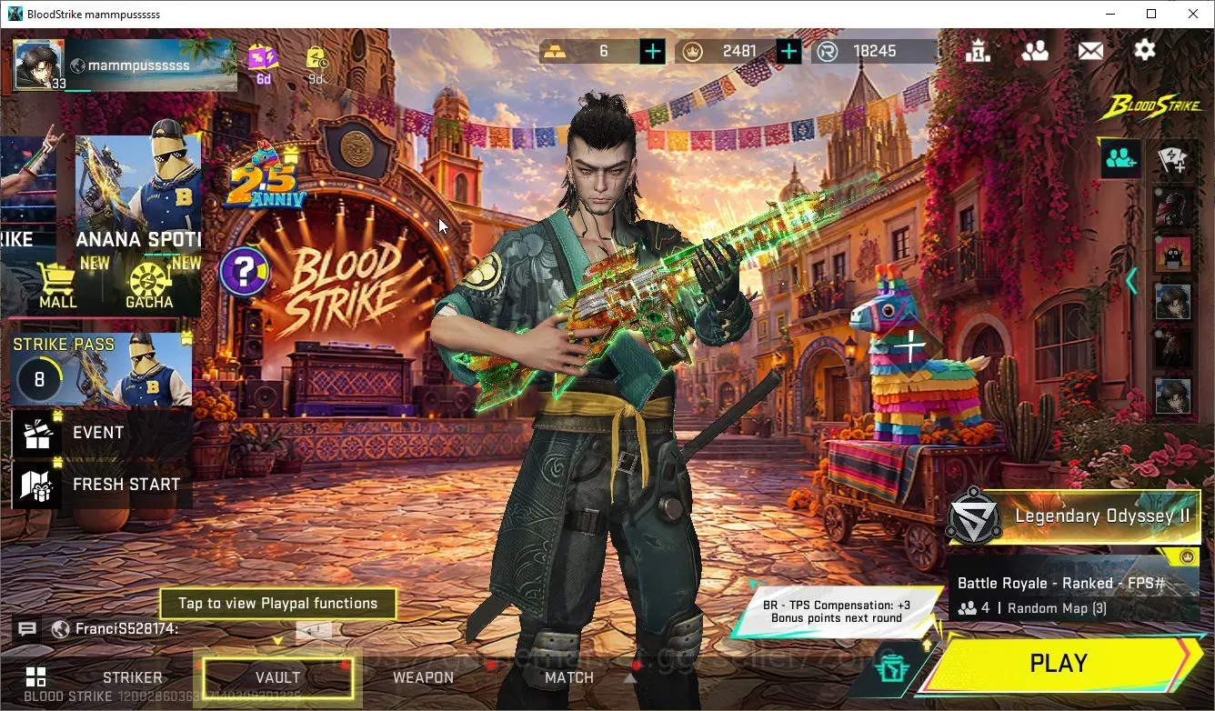 Blood Strike Accounts Collab Skin ASIA|2 ETERNAL(Thompson-Unplugged,MP7-Tidesong)|Collab AOT(KATYA,M4A1)|7 1