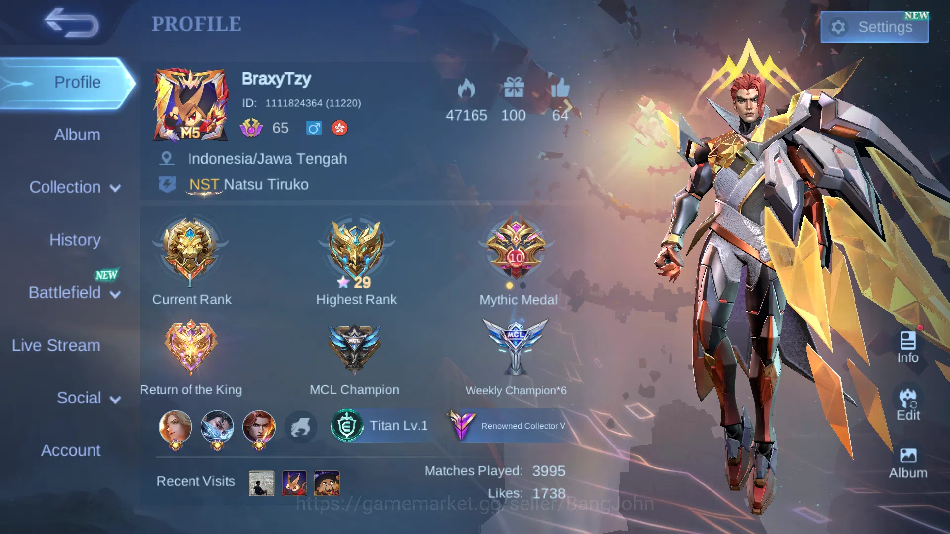 Hero 105 | Skin 182 | Emblem All Max | Prime Yuzhong | LuckyBox Granger | Lunar Fest Sun | Transformers Roger | ML406B Mobile Legends: Bang Bang Others Hero 105 | Skin 182 | Emblem All Max | Prime Yuzho image 1