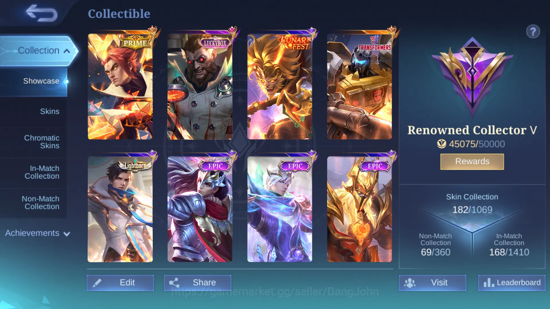 Mobile Legends: Bang Bang Accounts Others Hero 105 | Skin 182 | Emblem All Max | Prime Yuzhong | LuckyBox Granger | Lunar 4
