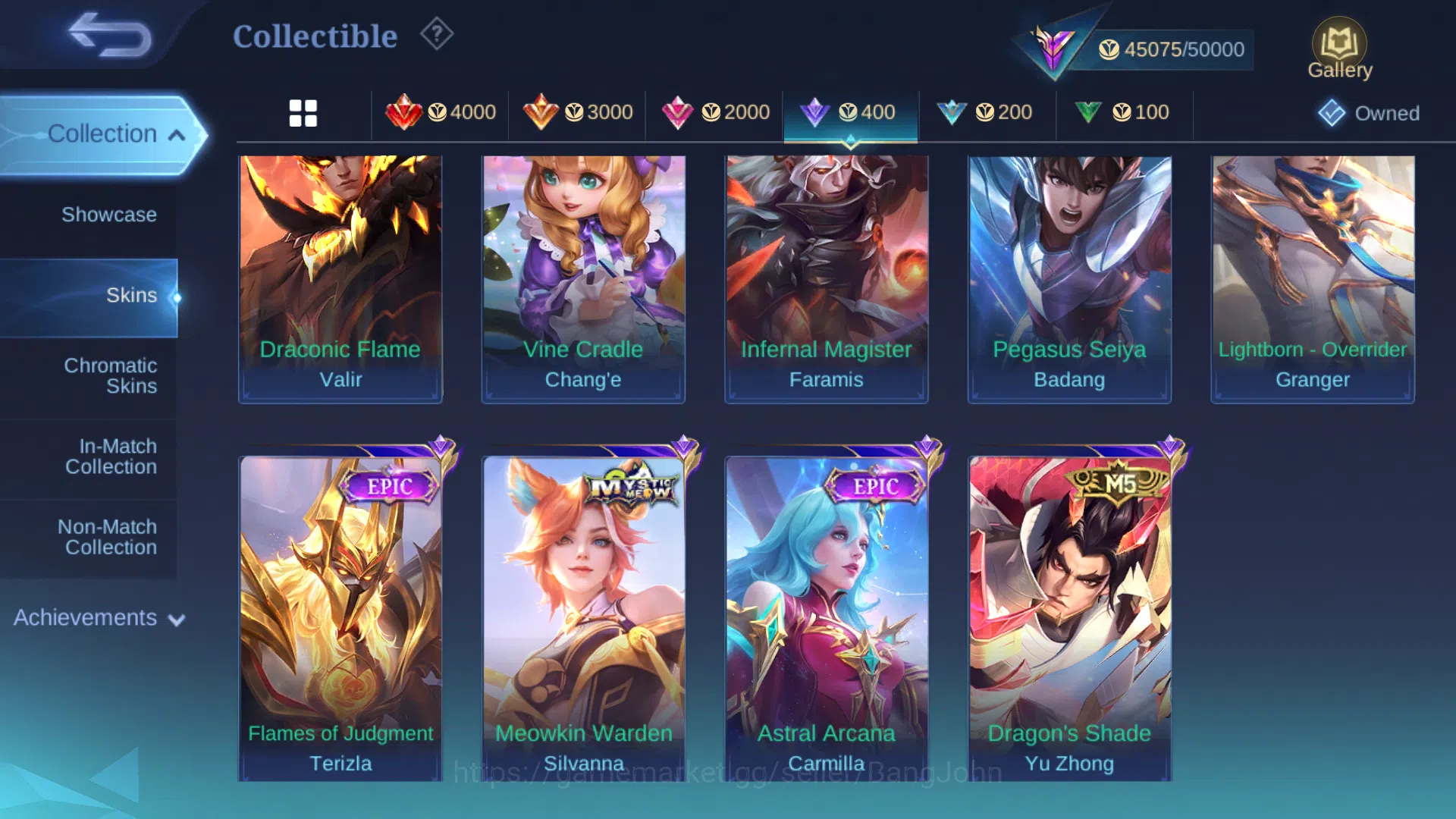 Mobile Legends: Bang Bang Accounts Others Hero 105 | Skin 182 | Emblem All Max | Prime Yuzhong | LuckyBox Granger | Lunar 9