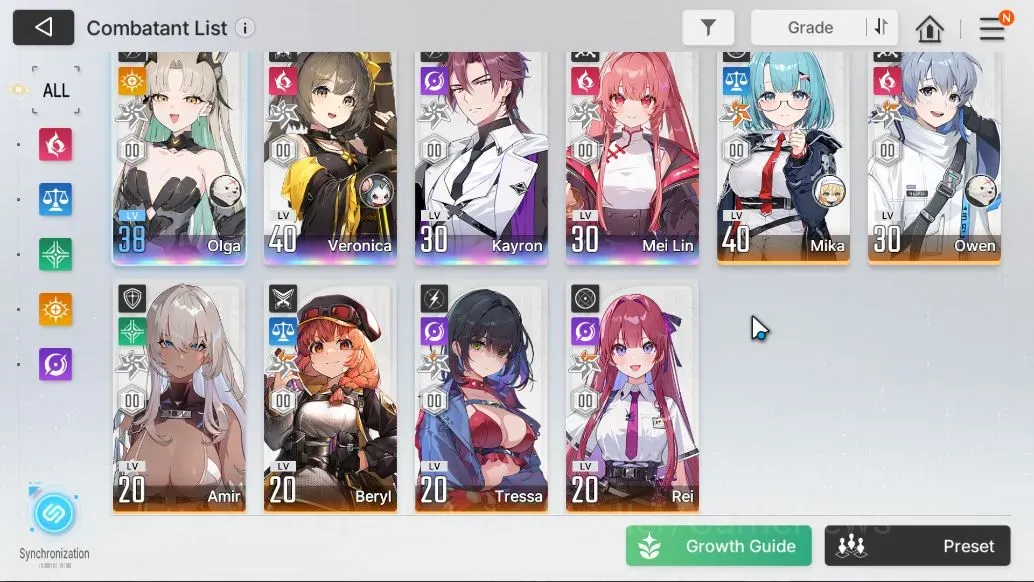 Chaos Zero Nightmare Accounts Global|Lv 31| 4 SSR (Olga,Veronica,Kayron,Mei Lin) +6 SR 1