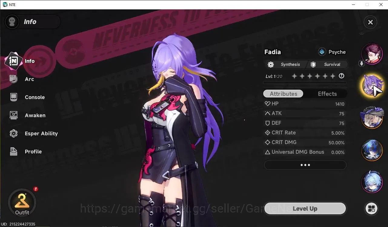 Neverness to Everness Accounts Global EUROPE HL 3| 3 SSR [Daffodill A1, Jiuyuan, Fadia]| 6 SR [Adler,Skia,Haniel] |Male 4