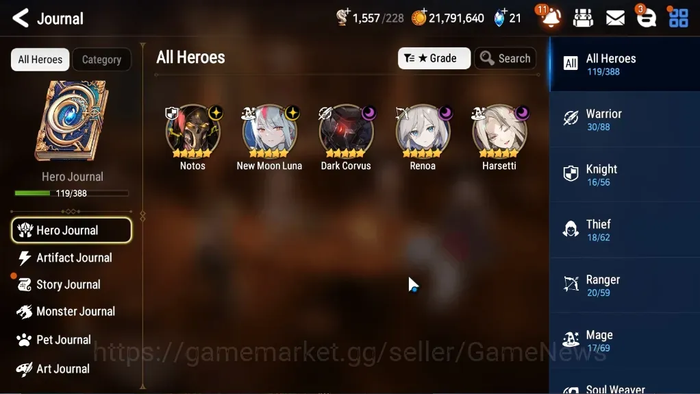 Epic Seven Accounts Mid-Tier GLOBAL UnVerif|NewEra|5 ML (Notos,Har Setti,NM Luna,Renoa,Etc)+Haru,Lidica,Setsuka,Etc|27K 1