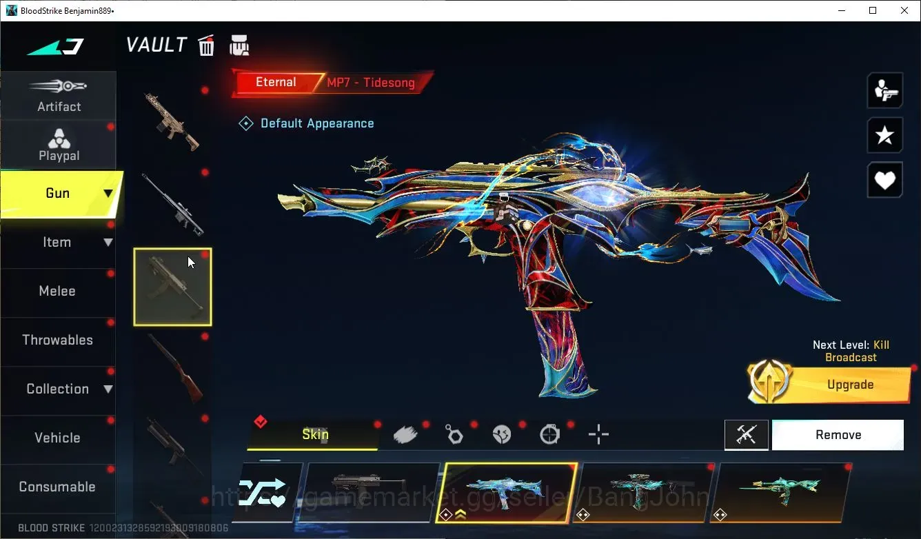 Blood Strike Accounts Collab Skin ASIA|2Eternal:MP7,D Eagle|4 Limited: RPK,AR97,Origin12,MP7|6 Collab(AOT/EVA/7DS/EVA)|14 1