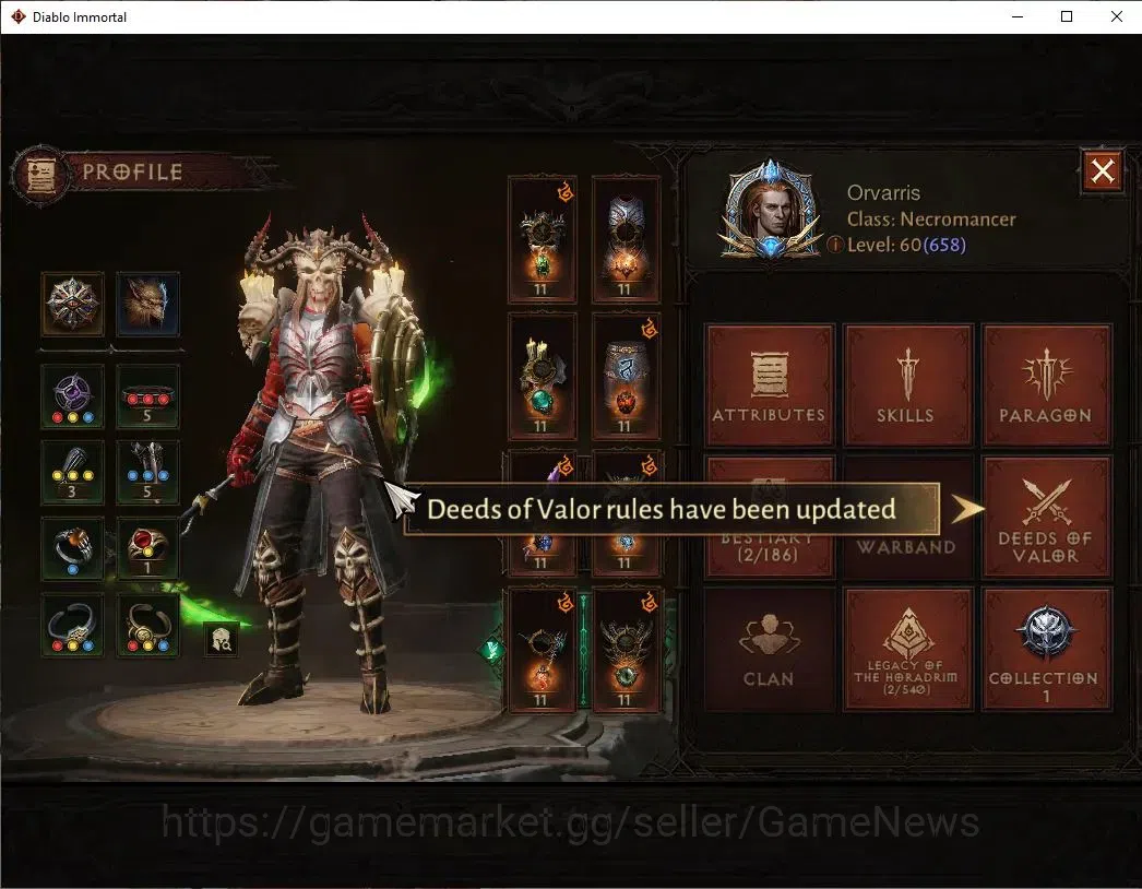 Diablo Immortal Accounts SEA - Verathiel|CS ON|Lv60(658)|Necromancer|CR 38K image 3