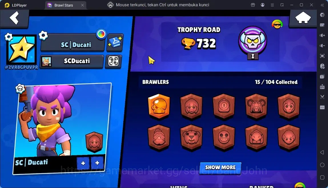 Brawl Stars Accounts Global | 15 Brawler|2 Max Hypercharge(Edgar,Shelly)|190 Bling|25 Gems|1 Rare,2 SuperRare,1 Epic 2