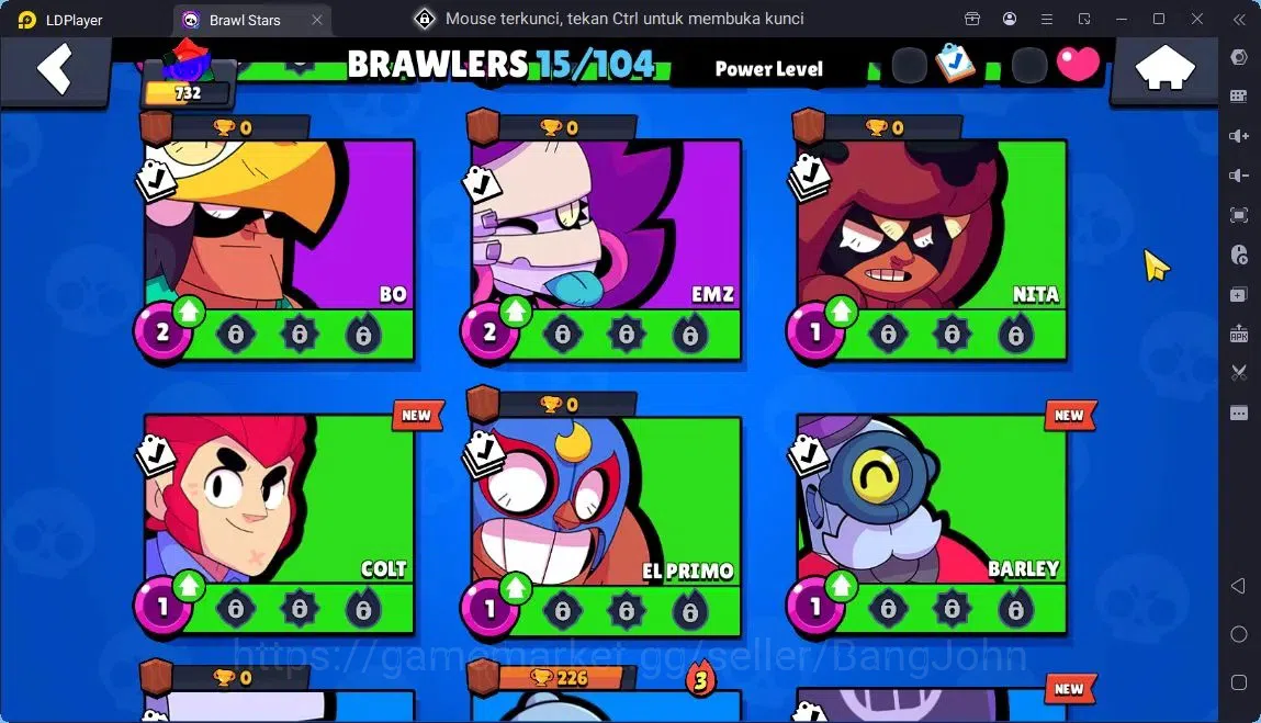Brawl Stars Accounts Global | 15 Brawler|2 Max Hypercharge(Edgar,Shelly)|190 Bling|25 Gems|1 Rare,2 SuperRare,1 Epic 6