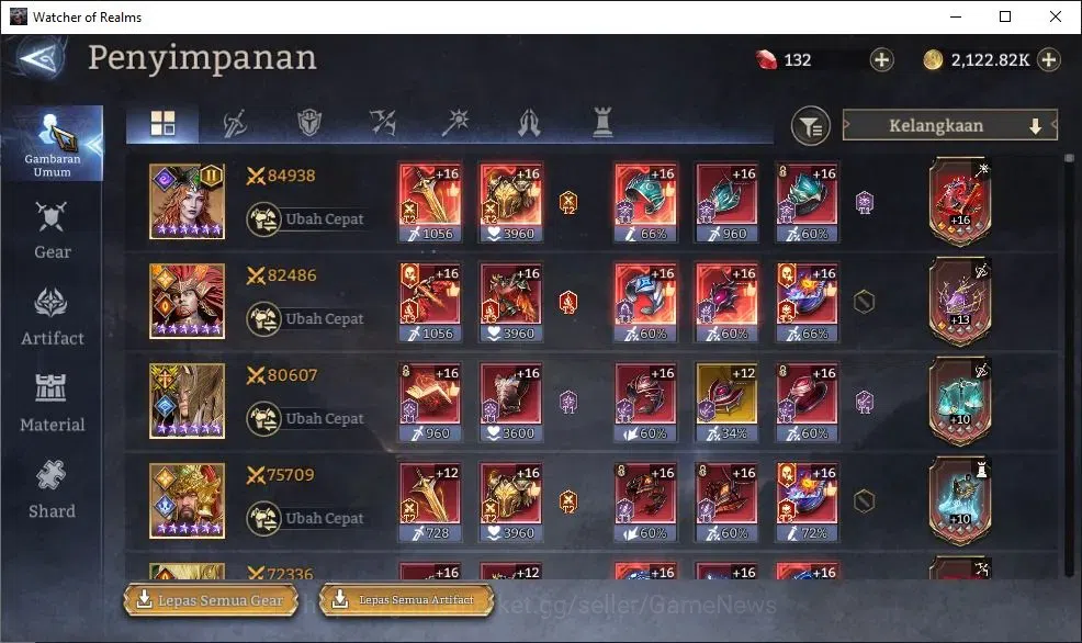 Watcher of Realms Accounts GLOBAL 60x|Lv 62|2,3M Power|2 Lord[Laya,Rivenhald] image 14