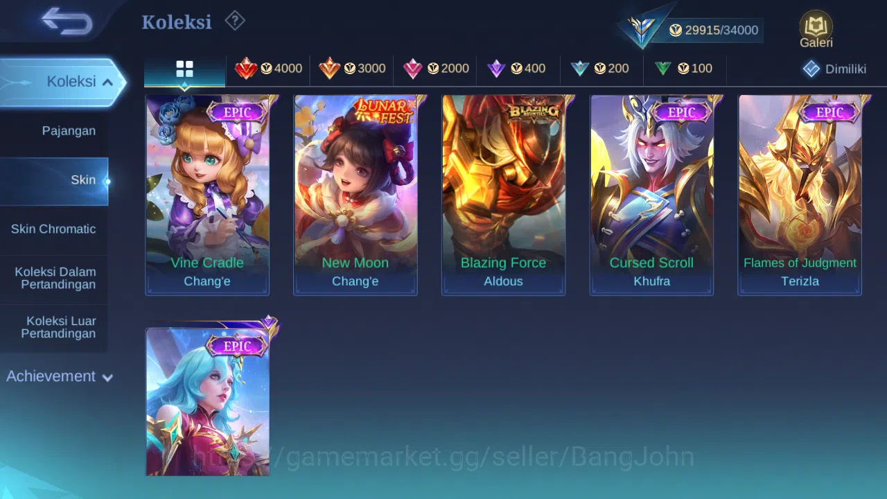 Mobile Legends: Bang Bang Accounts GLOBAL Hero 102 Skin 136 | Lunar Change | CC Nata  image 12