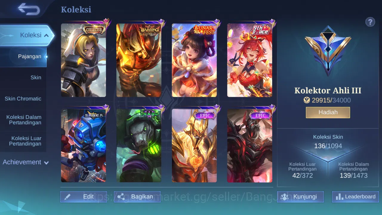 Mobile Legends: Bang Bang Accounts GLOBAL Hero 102 Skin 136 | Lunar Change | CC Nata  image 8