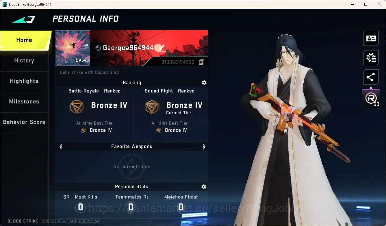 Blood Strike Accounts ASIA | BLEACH Byakuya Kuchiki | EVA MCX-EVA-00 | L image 2