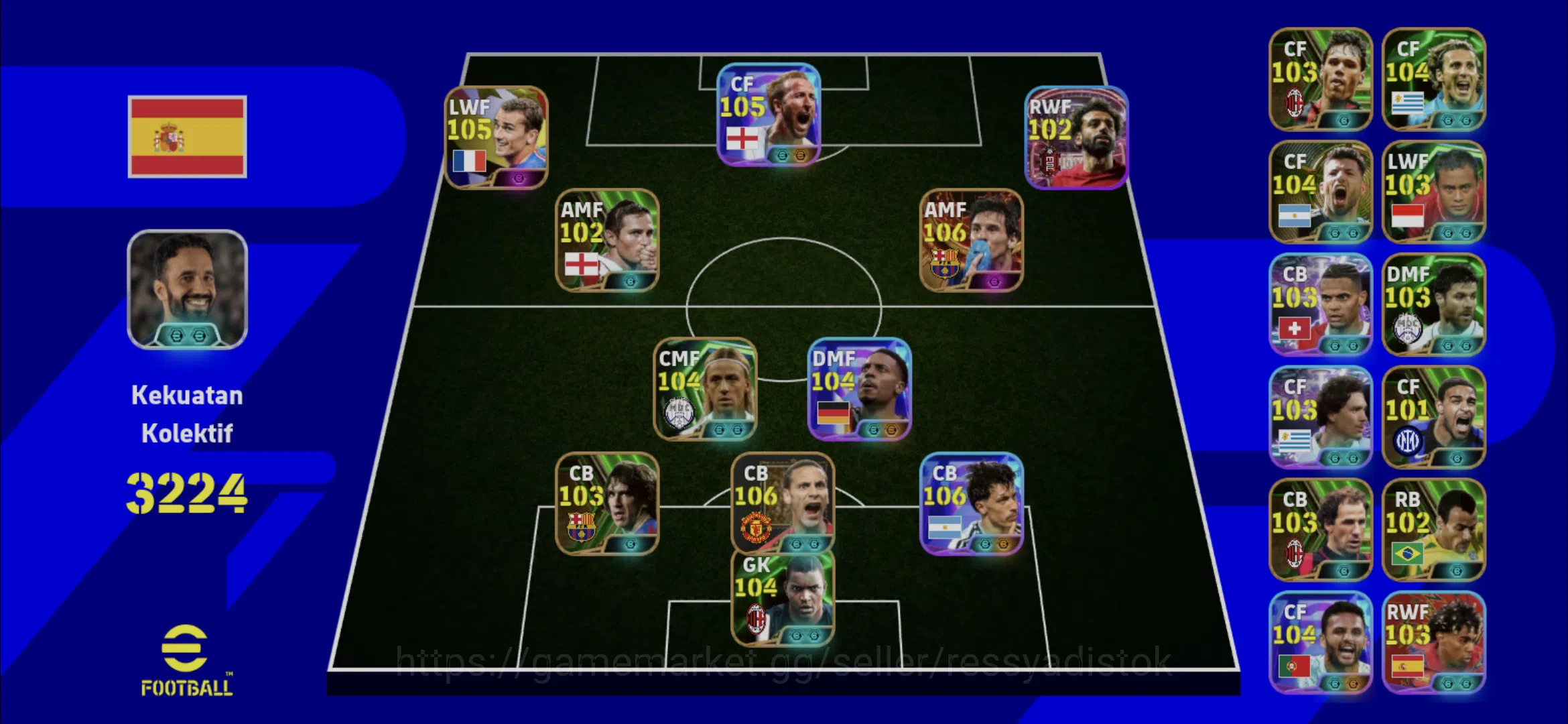 eFootball Accounts Legends & Iconic Players EFOOTBALL 2026 | BIGTIME MESSI 2023,BLITZ MOH SALAH,H KANE,L MARTINEZ,R 1