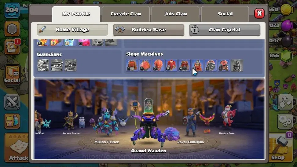 Clash of Clans Accounts High-End LV204|TH16-BH 10|HH 10|LimitedSkin|BK 70 AQ 95 GW 55 MP 60 RC 35 DD 12 BM 26 BC 24|3856 4