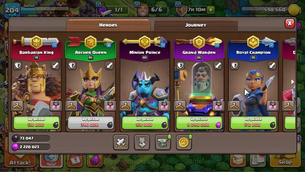 Clash of Clans Accounts High-End LV204|TH16-BH 10|HH 10|LimitedSkin|BK 70 AQ 95 GW 55 MP 60 RC 35 DD 12 BM 26 BC 24|3856 8