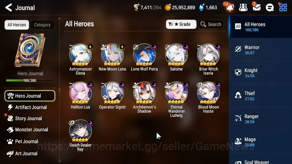Epic Seven Accounts High-End Global UnVerif|11 ML (NM Luna,BW Iseria,Salome,Etc)+Estelle,Aube,Ivana,Setsuka,Etc|Poh+Bless 1