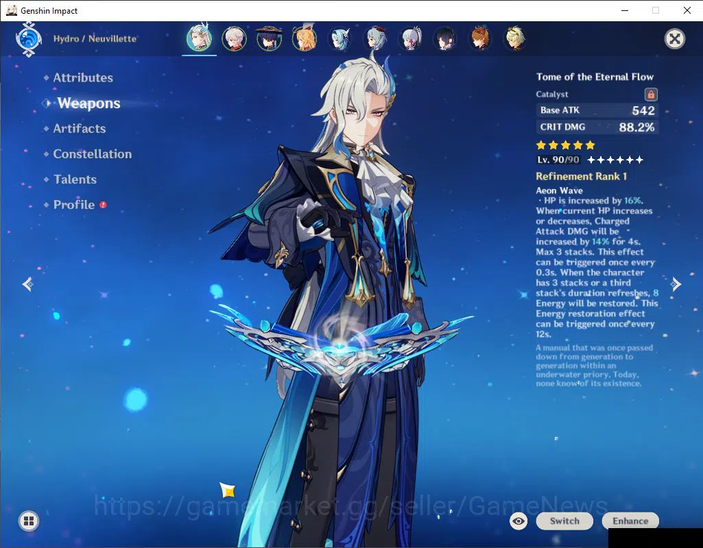 Genshin Impact Accounts ASIA |AR 57|9 Limit+5(*5Wep)|Neuvilette+Sign,EulaC image 3