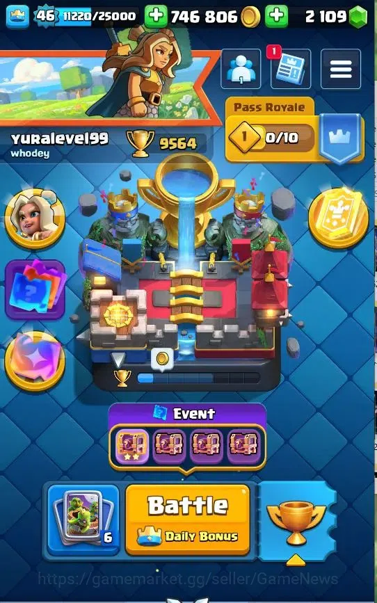 Clash Royale Accounts Lv 46|Trophy 9564|KTL 14|TotalCard 121|3 Max|1 Her image 1