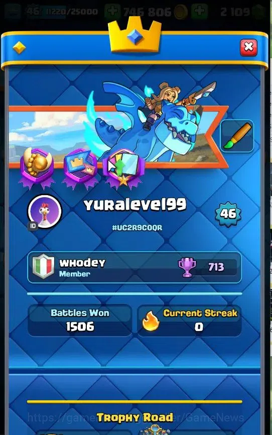 Clash Royale Accounts Lv 46|Trophy 9564|KTL 14|TotalCard 121|3 Max|1 Her image 2