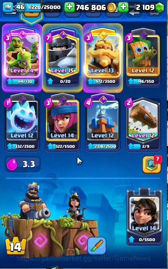 Clash Royale Accounts Lv 46|Trophy 9564|KTL 14|TotalCard 121|3 Max|1 Her image 5