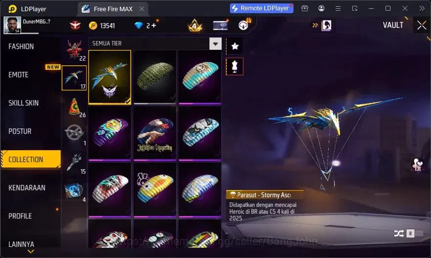 Free Fire Accounts Indonesia | Vault 90 | EVO XM8-Destiny Guardian| E image 11