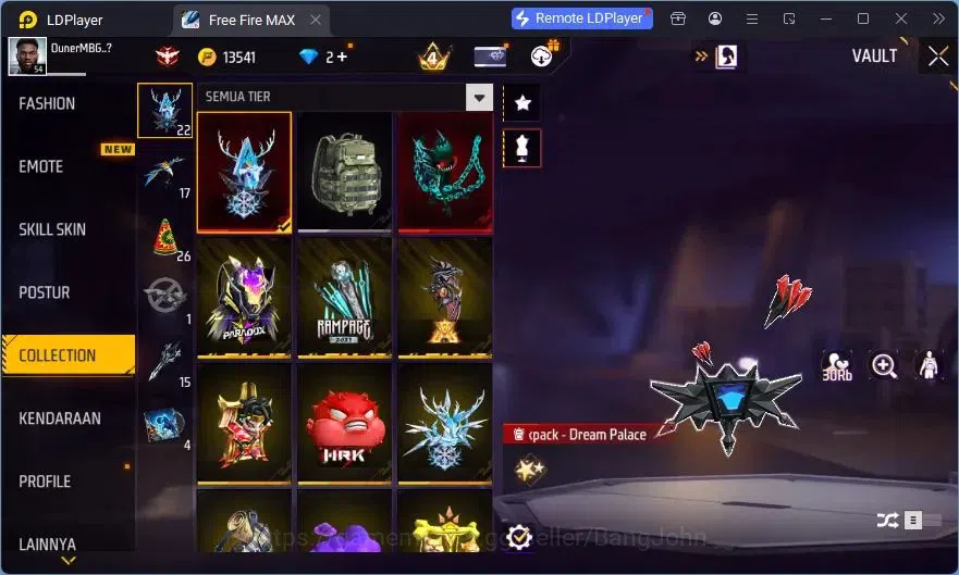 Free Fire Accounts Indonesia | Vault 90 | EVO XM8-Destiny Guardian| E image 12