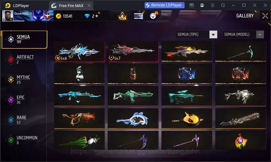 Free Fire Accounts Indonesia | Vault 90 | EVO XM8-Destiny Guardian| E image 3