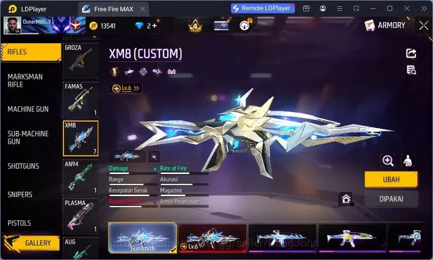 Free Fire Accounts Indonesia | Vault 90 | EVO XM8-Destiny Guardian| E image 5