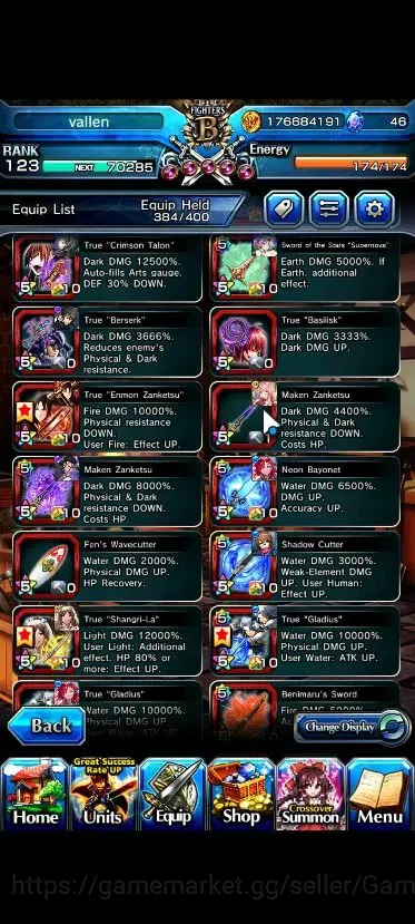 Grand Summoners Accounts End-Game Global|Rank 123|20 Ascend+7 12