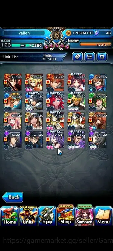 Grand Summoners Accounts End-Game Global|Rank 123|20 Ascend+7 4