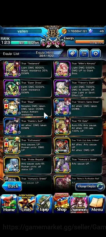 Grand Summoners Accounts End-Game Global|Rank 123|20 Ascend+7 6